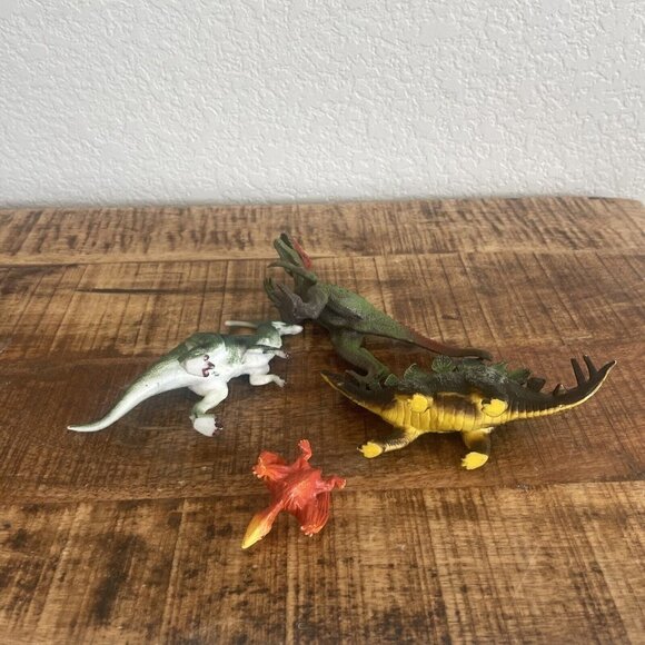 Lot Of 4 Prehistoric Dinosaurs Action Figures Hard Plastic TRex Stegosaurus - Picture 7 of 8